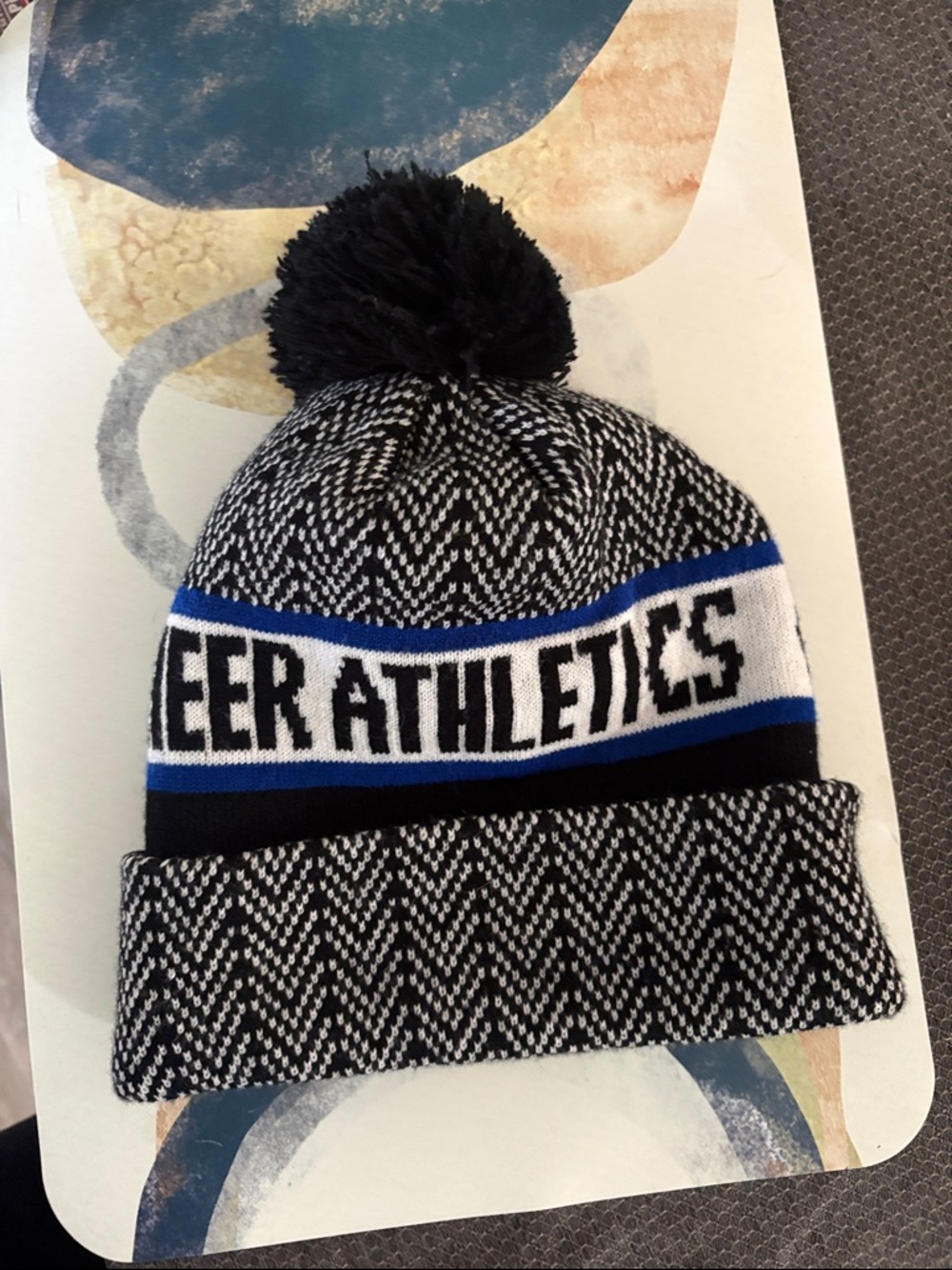 Cheer Athletics Pom Pom Beanie - Black, White & Royal Blue